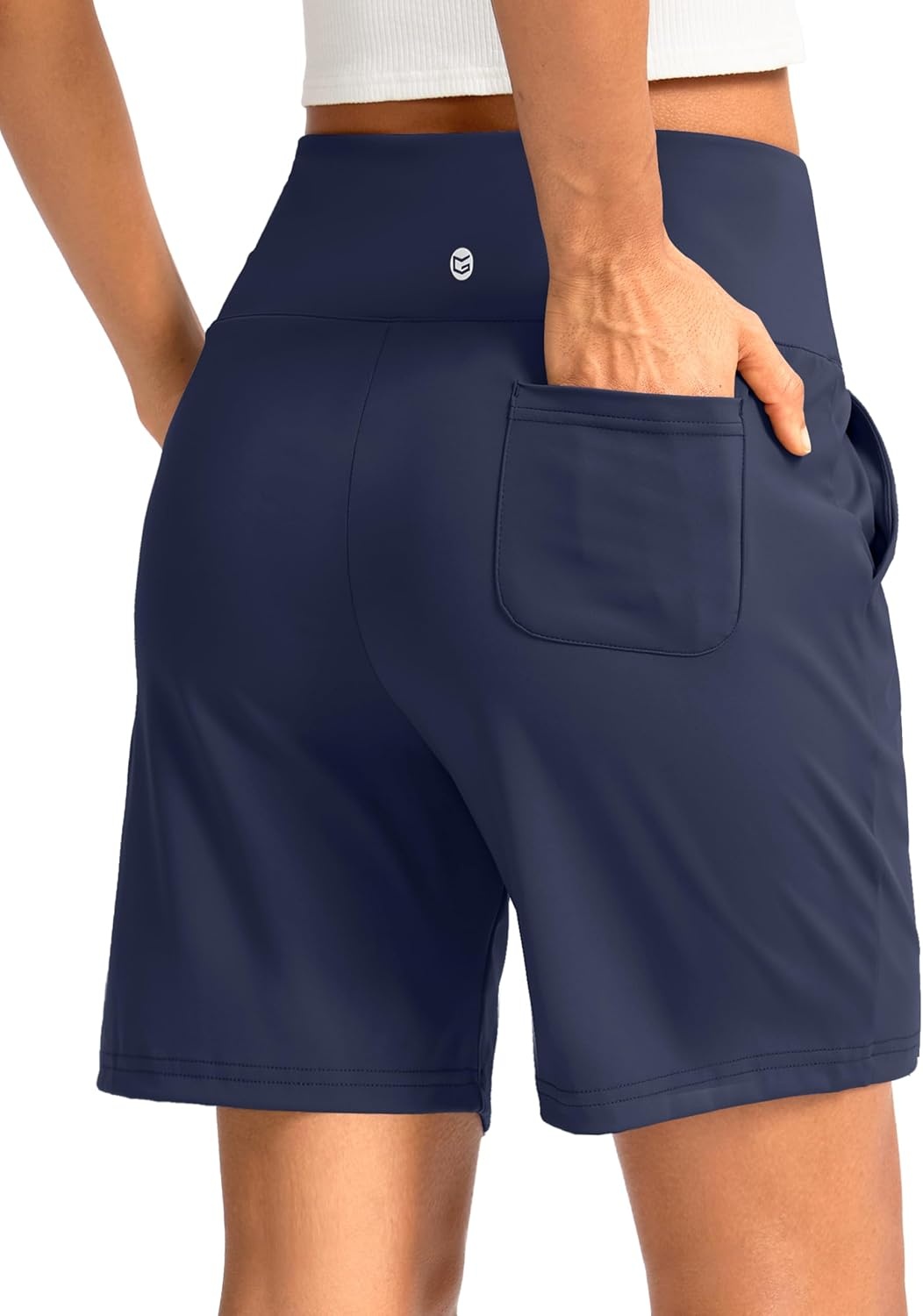 image:imageG Gradual Womens Bermuda Long Shorts with Pockets 975 High Waisted Shorts for Women Walking Athletic WorkoutNavy