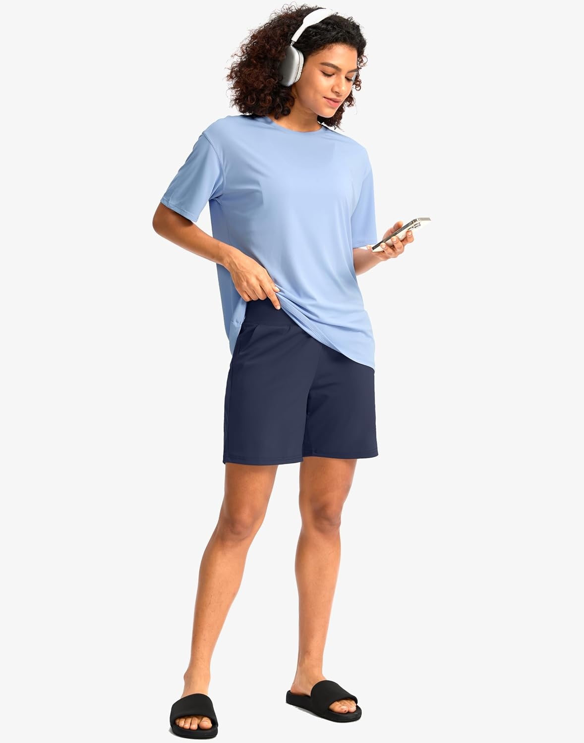 image:imageG Gradual Womens Bermuda Long Shorts with Pockets 975 High Waisted Shorts for Women Walking Athletic WorkoutNavy