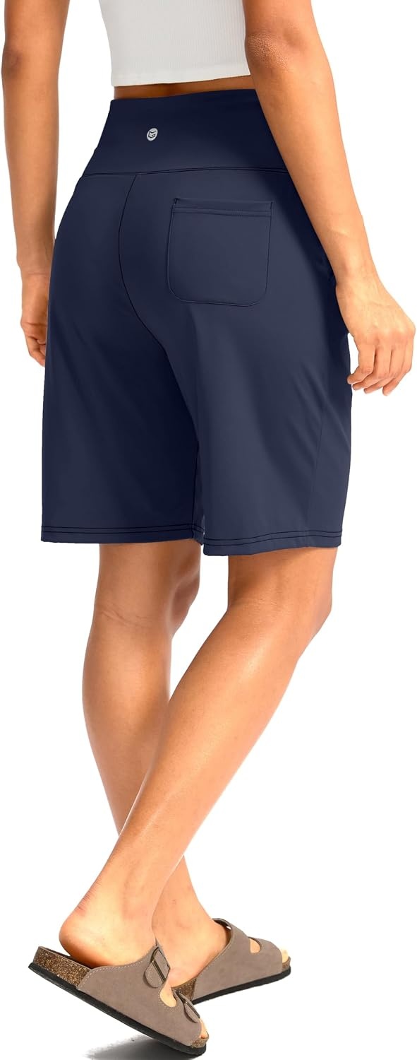 image:imageG Gradual Womens Bermuda Long Shorts with Pockets 975 High Waisted Shorts for Women Walking Athletic WorkoutNavy
