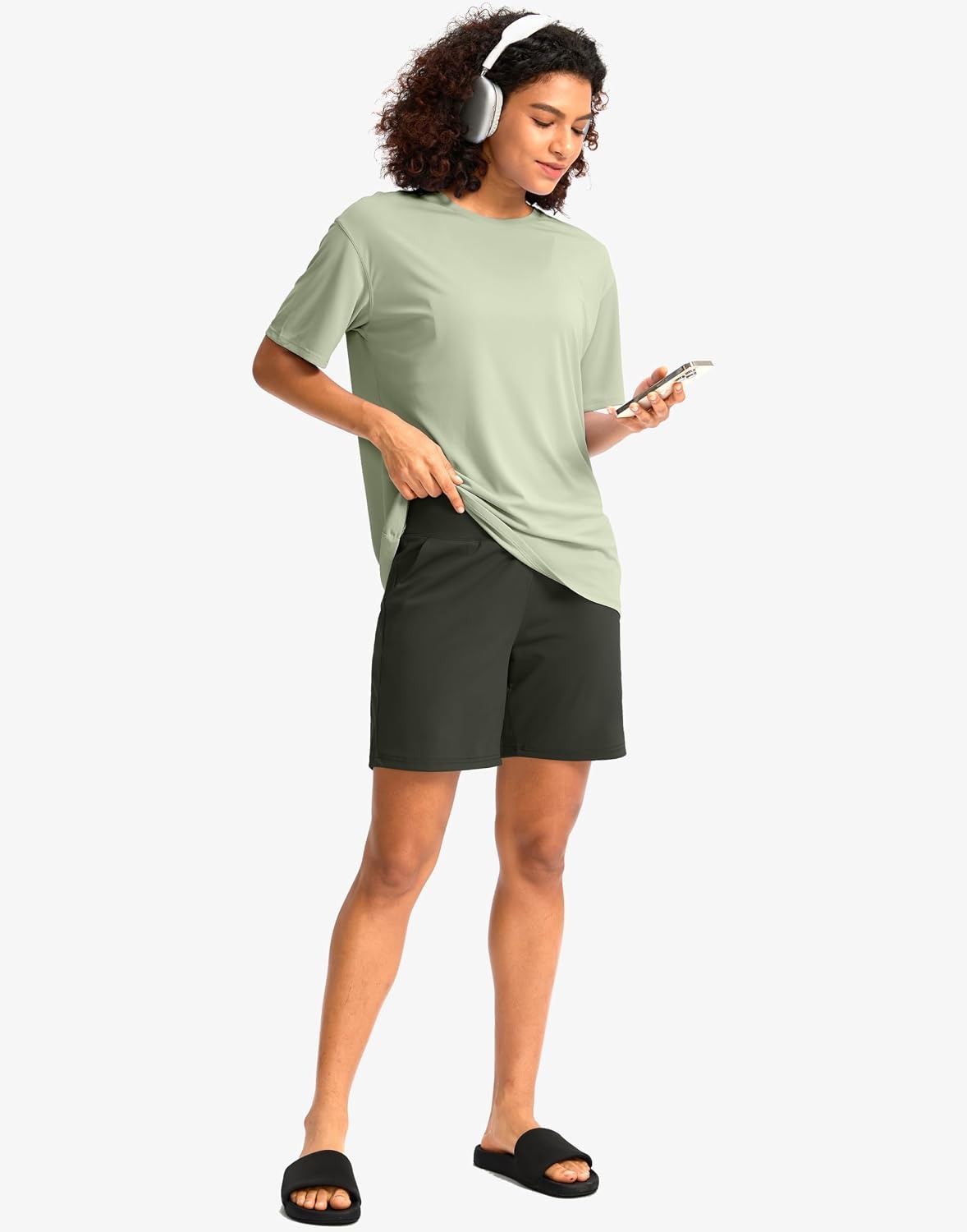 image:imageG Gradual Womens Bermuda Long Shorts with Pockets 975 High Waisted Shorts for Women Walking Athletic WorkoutOlive