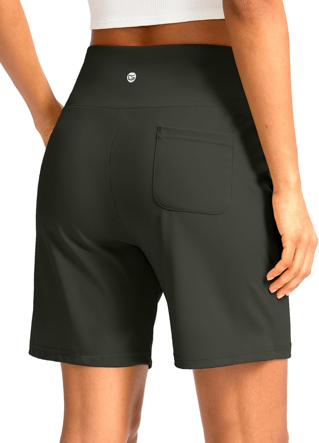 image:imageG Gradual Womens Bermuda Long Shorts with Pockets 975 High Waisted Shorts for Women Walking Athletic WorkoutOlive