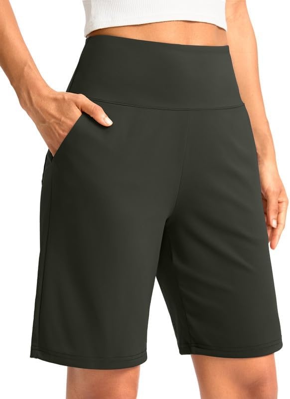 image:imageG Gradual Womens Bermuda Long Shorts with Pockets 975 High Waisted Shorts for Women Walking Athletic WorkoutOlive