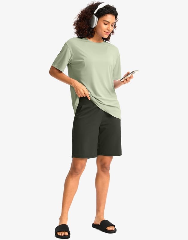 image:imageG Gradual Womens Bermuda Long Shorts with Pockets 975 High Waisted Shorts for Women Walking Athletic WorkoutOlive