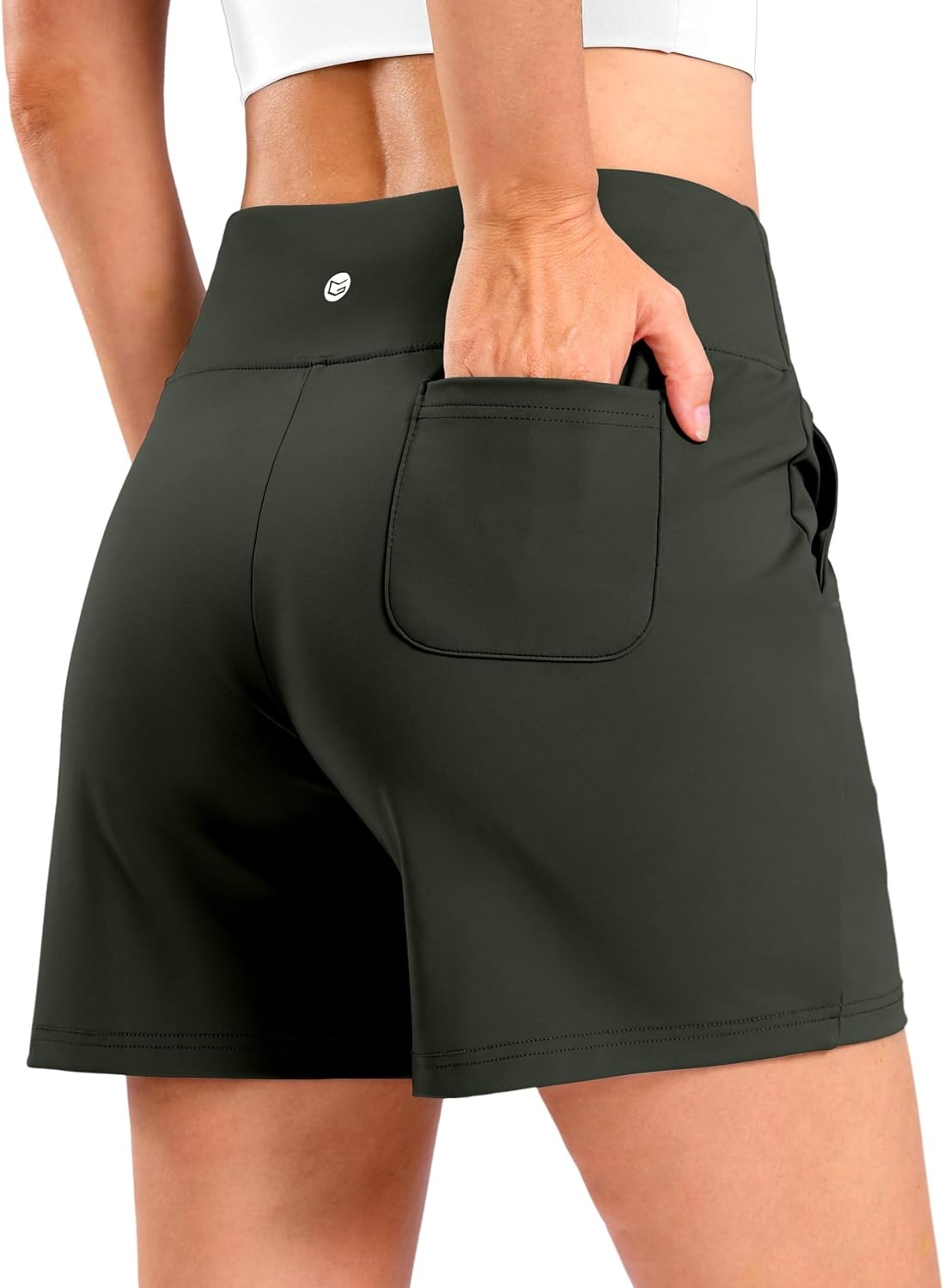 image:imageG Gradual Womens Bermuda Long Shorts with Pockets 975 High Waisted Shorts for Women Walking Athletic WorkoutOlive