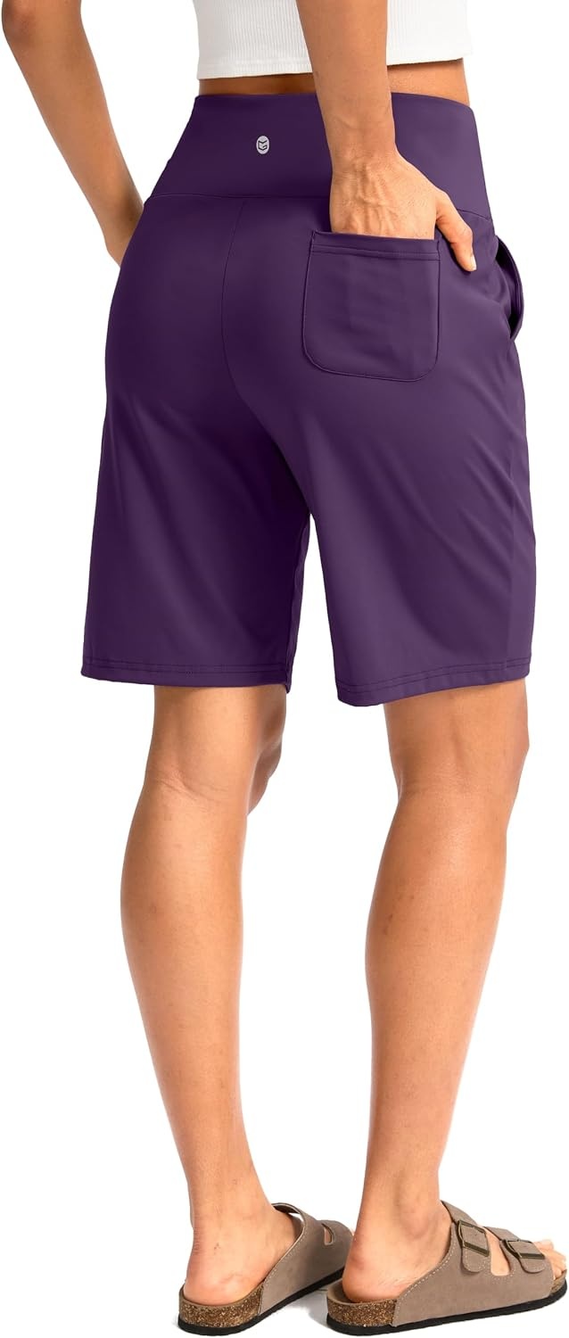 image:imageG Gradual Womens Bermuda Long Shorts with Pockets 975 High Waisted Shorts for Women Walking Athletic WorkoutPurple