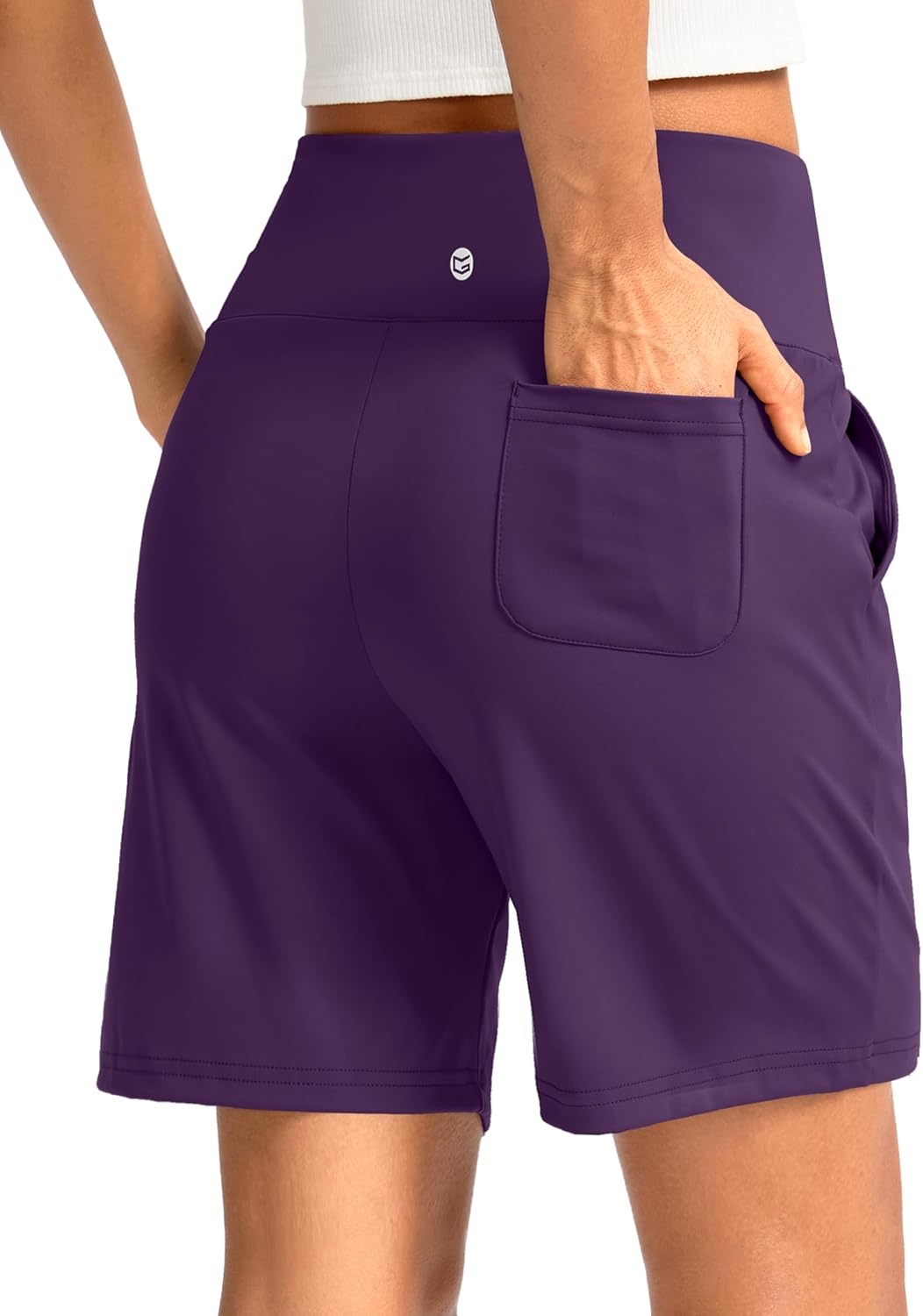 image:imageG Gradual Womens Bermuda Long Shorts with Pockets 975 High Waisted Shorts for Women Walking Athletic WorkoutPurple