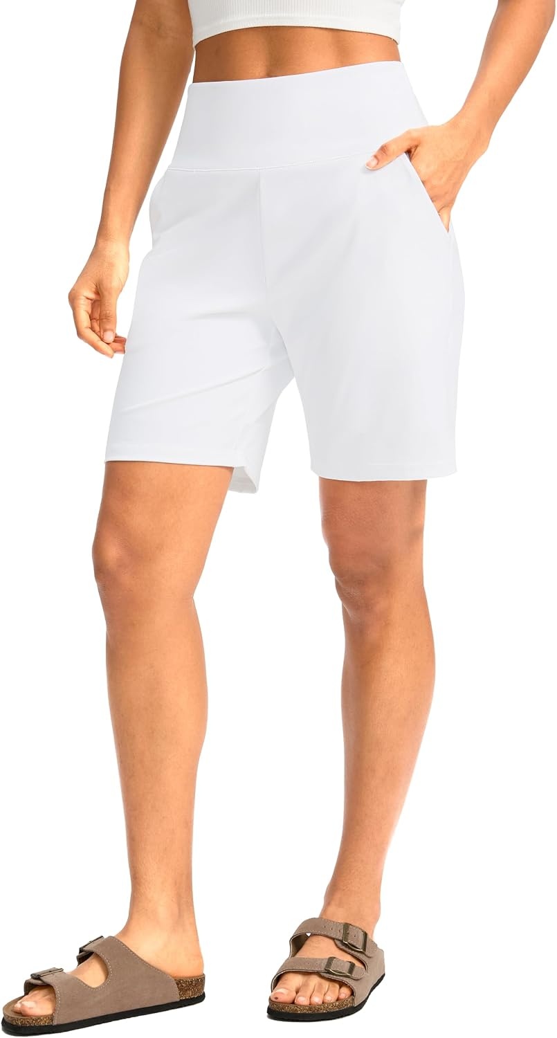image:imageG Gradual Womens Bermuda Long Shorts with Pockets 975 High Waisted Shorts for Women Walking Athletic WorkoutWhite