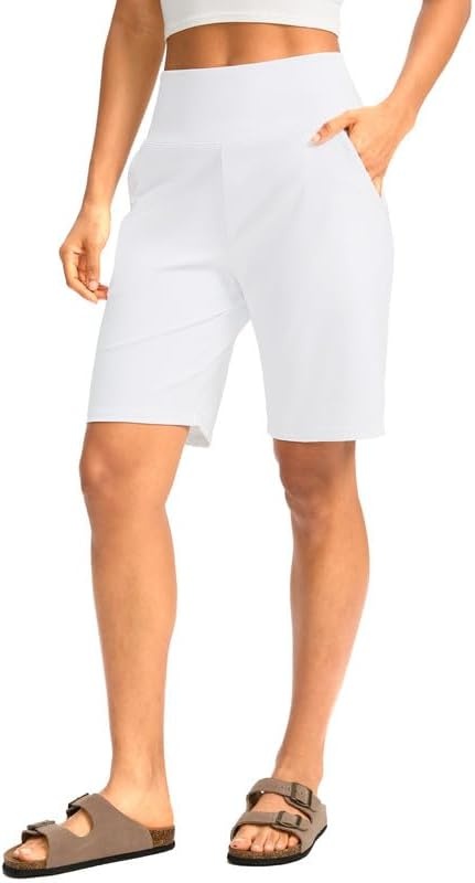 image:imageG Gradual Womens Bermuda Long Shorts with Pockets 975 High Waisted Shorts for Women Walking Athletic WorkoutWhite