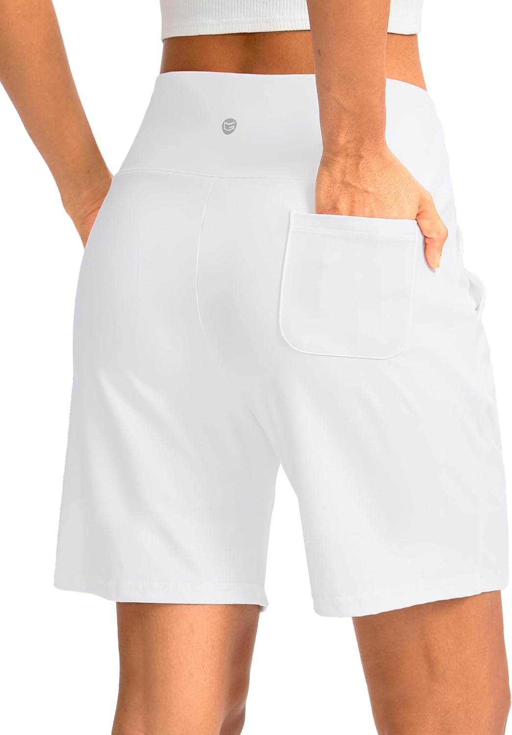 image:imageG Gradual Womens Bermuda Long Shorts with Pockets 975 High Waisted Shorts for Women Walking Athletic WorkoutWhite