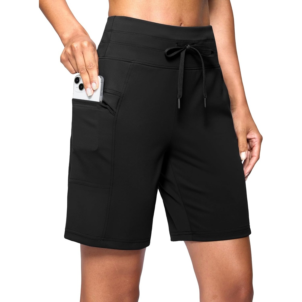 image:imageG Gradual Womens 7 Athletic Hiking Long Shorts with Pockets High Waisted Stretchy Bermuda Shorts for Women Workout CasualBlack