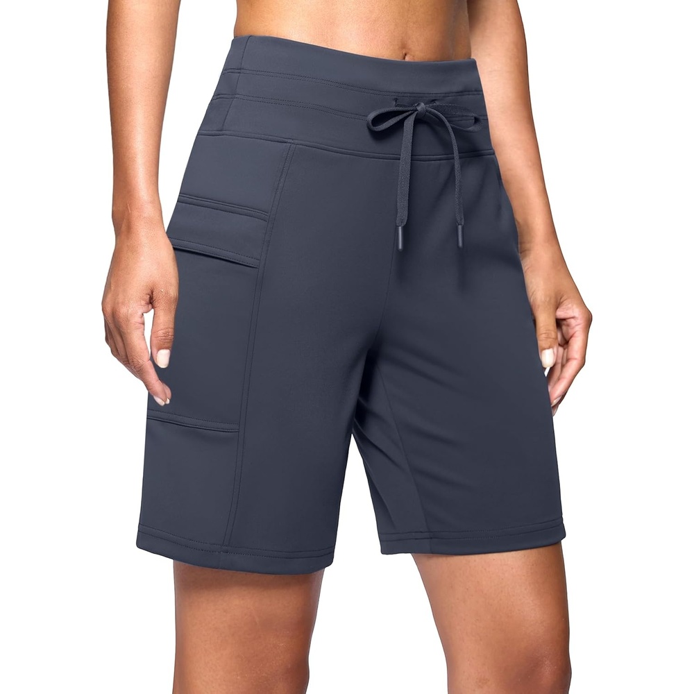 image:imageG Gradual Womens 7 Athletic Hiking Long Shorts with Pockets High Waisted Stretchy Bermuda Shorts for Women Workout CasualDusty Blue
