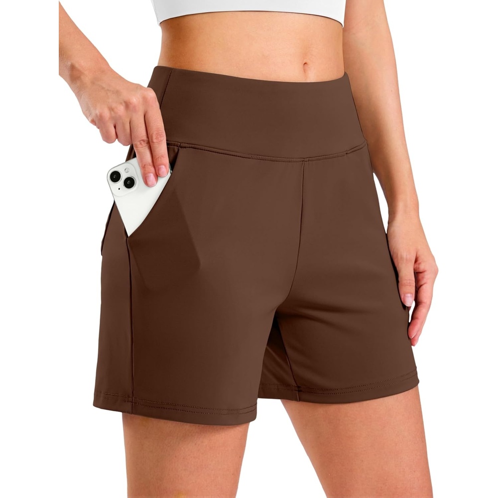 image:imageG Gradual Womens Bermuda Long Shorts with Pockets 975 High Waisted Shorts for Women Walking Athletic WorkoutEspresso