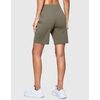 G Gradual Women’s 7″ Athletic Hiking Long Shorts with Pockets High Waisted Stretchy Bermuda Shorts for Women Workout Casual(Dark Khaki)