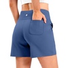 G Gradual Women’s Bermuda Long Shorts with Pockets 9″/7″/5″ High Waisted Shorts for Women Walking Athletic Workout(Blue)