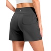 G Gradual Women’s Bermuda Long Shorts with Pockets 9″/7″/5″ High Waisted Shorts for Women Walking Athletic Workout(Dark Grey)