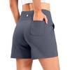 G Gradual Women’s Bermuda Long Shorts with Pockets 9″/7″/5″ High Waisted Shorts for Women Walking Athletic Workout(Dusty Blue)