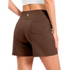 G Gradual Women’s Bermuda Long Shorts with Pockets 9″/7″/5″ High Waisted Shorts for Women Walking Athletic Workout(Espresso)