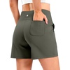 G Gradual Women’s Bermuda Long Shorts with Pockets 9″/7″/5″ High Waisted Shorts for Women Walking Athletic Workout(Grey Sage)