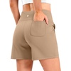 G Gradual Women’s Bermuda Long Shorts with Pockets 9″/7″/5″ High Waisted Shorts for Women Walking Athletic Workout(Khaki)