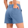 G Gradual Women’s Bermuda Long Shorts with Pockets 9″/7″/5″ High Waisted Shorts for Women Walking Athletic Workout(Light Blue)
