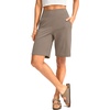 G Gradual Women’s Bermuda Long Shorts with Pockets 9″/7″/5″ High Waisted Shorts for Women Walking Athletic Workout(Taupe)