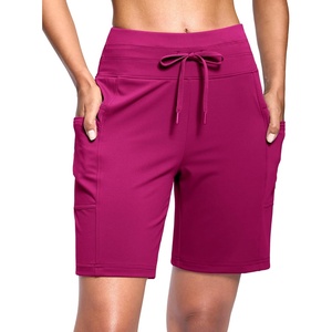 G Gradual Women’s 7″ Athletic Hiking Long Shorts with Pockets High Waisted Stretchy Bermuda Shorts for Women Workout Casual(Rose)