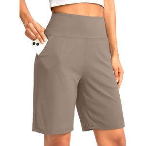 G Gradual Women’s Bermuda Long Shorts with Pockets 9″/7″/5″ High Waisted Shorts for Women Walking Athletic Workout(Taupe)
