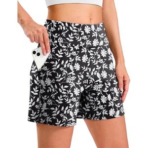 G Gradual Women’s Bermuda Long Shorts with Pockets 9″/7″/5″ High Waisted Shorts for Women Walking Athletic Workout(White Flower)