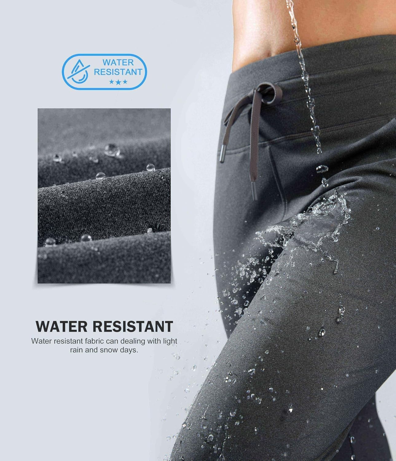 image:imageG Gradual Womens 283032 Fleece Lined Joggers Water Resistant High Waisted Winter Thermal Tall Sweatpants with PocketsCharcoal