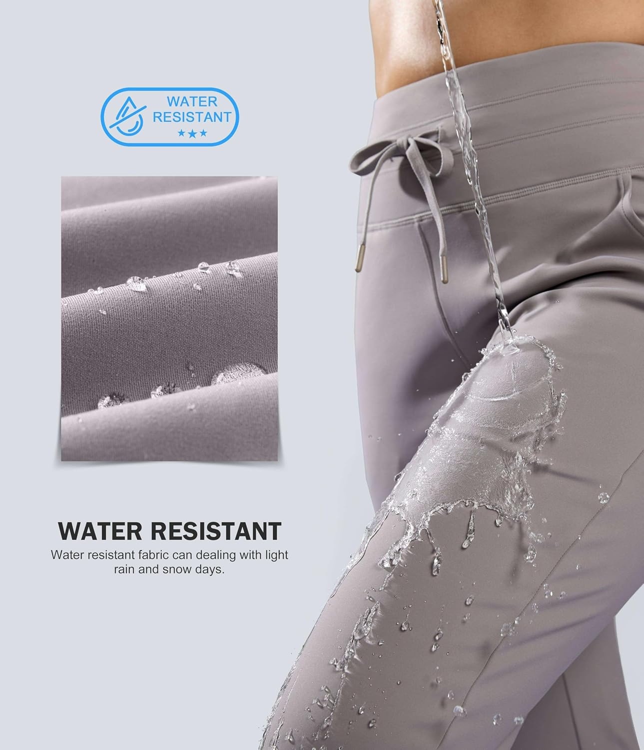 image:imageG Gradual Womens 283032 Fleece Lined Joggers Water Resistant High Waisted Winter Thermal Tall Sweatpants with PocketsDusty Grey