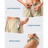 G Gradual 5″/7″ Athletic Running Shorts for Women 2 Zipper Pockets Lightweight Workout Gym Summer Dolphin Shorts with Liner(Khaki)