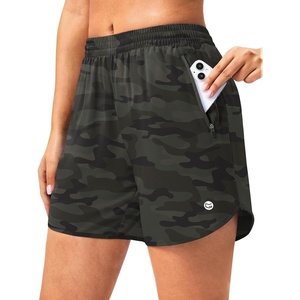 G Gradual 5″/7″ Athletic Running Shorts for Women 2 Zipper Pockets Lightweight Workout Gym Summer Dolphin Shorts with Liner(Green Camo)
