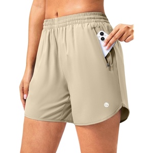 G Gradual 5″/7″ Athletic Running Shorts for Women 2 Zipper Pockets Lightweight Workout Gym Summer Dolphin Shorts with Liner(Khaki)