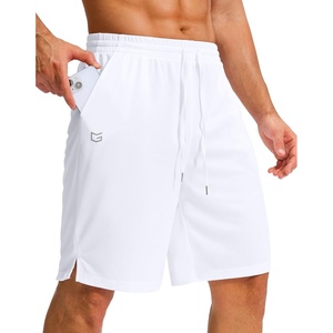 G Gradual Men’s Athletic Shorts with Pockets 9″ / 11″ Long Basketball Shorts Lightweight Quick Dry Gym Workout Shorts for Men(White)
