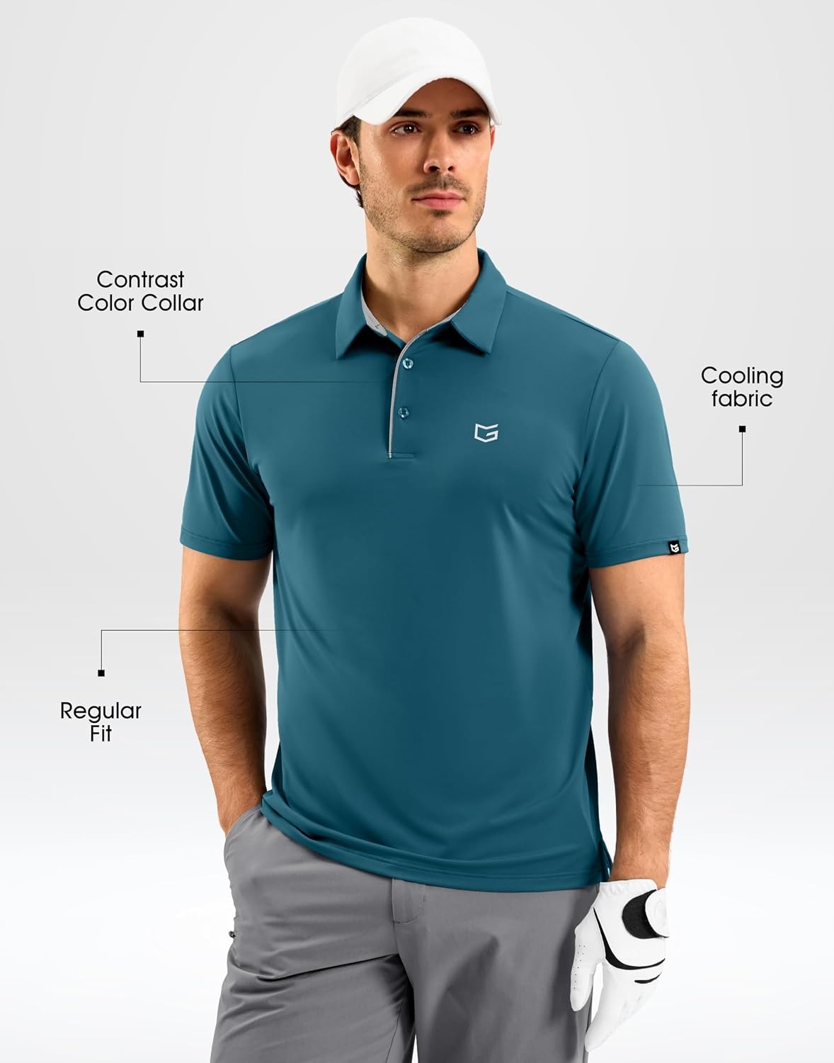 image:imageG Gradual Mens Golf Shirt Dry Fit Stretch Polo Shirts for Men Moisture Wicking Short Sleeve Polos Athletic Tennis CasualTeal