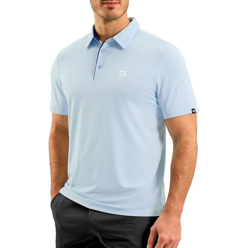 image:imageG Gradual Mens Golf Shirt Dry Fit Stretch Polo Shirts for Men Moisture Wicking Short Sleeve Polos Athletic Tennis CasualLight Blue