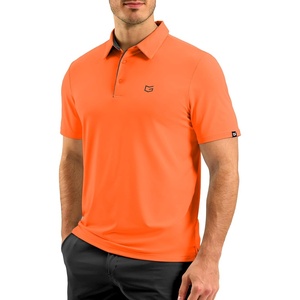 G Gradual Mens Golf Shirt Dry Fit Stretch Polo Shirts for Men Moisture Wicking Short Sleeve Polos Athletic Tennis Casual(Orange)