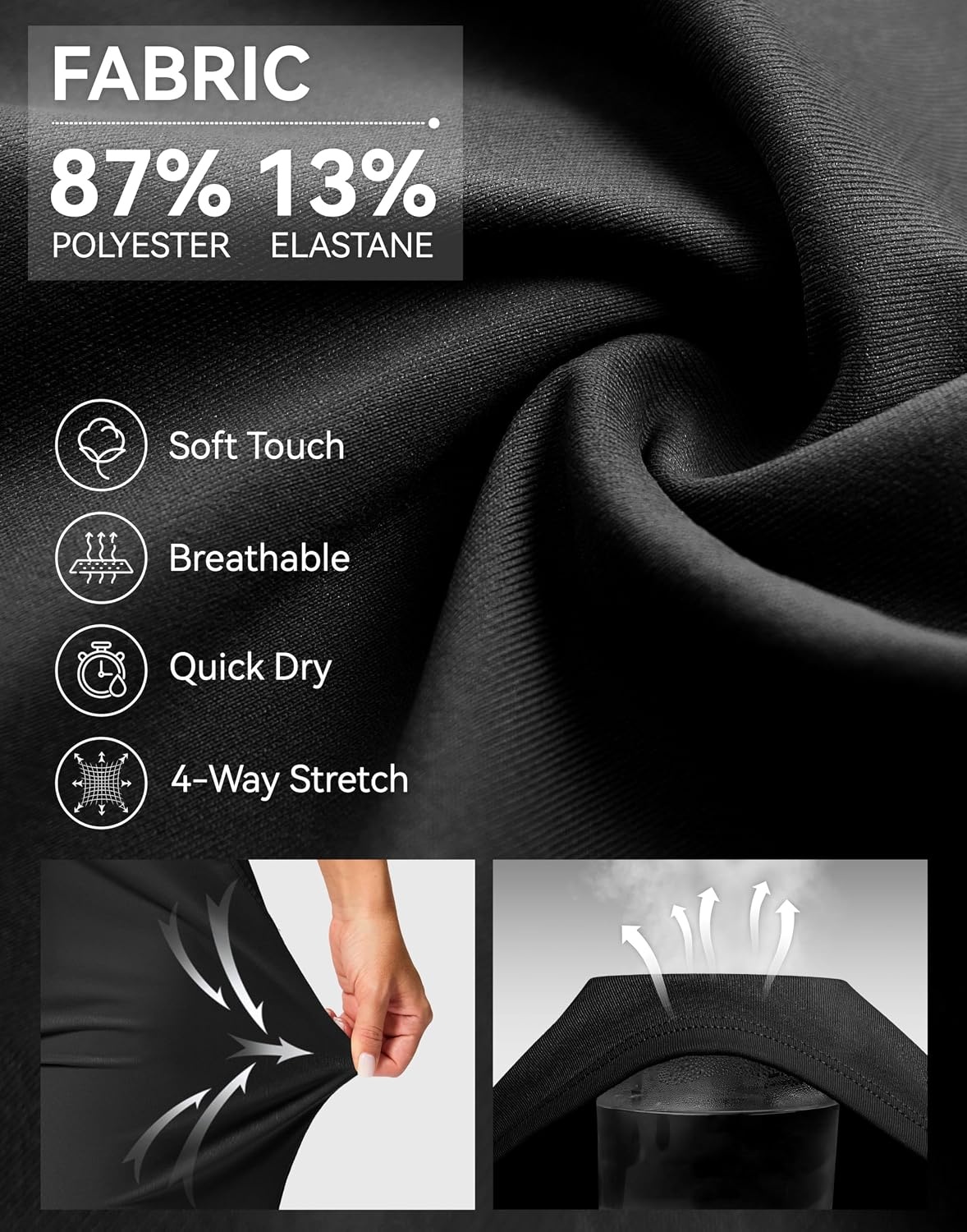 image:imageG Gradual Bermuda Shorts for Women with Pockets 10 Knee Length Walking Running Yoga Casual High Waisted Tummy Control Soft Breathable amp 4Way Stretch FabricBlack