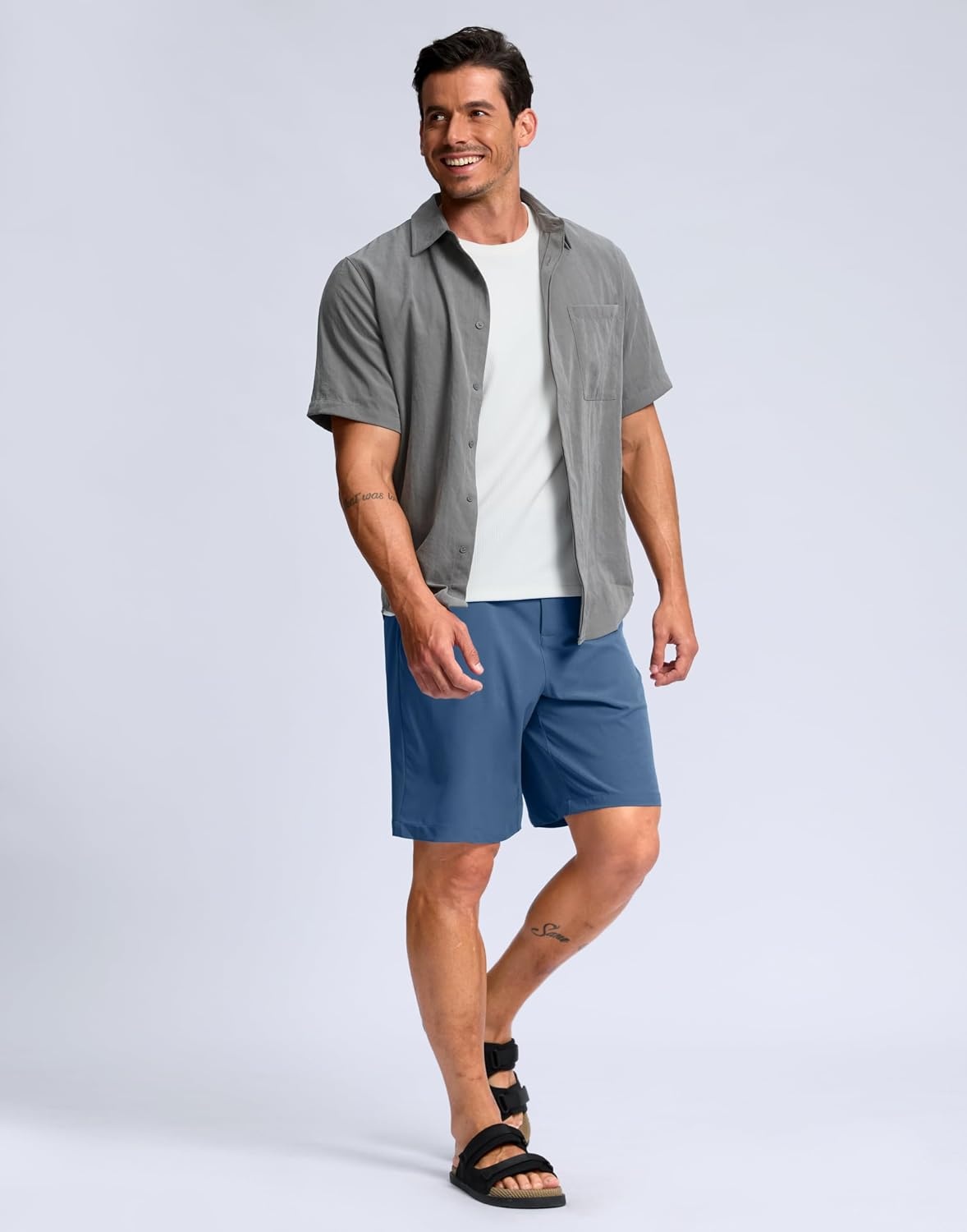 image:imageG Gradual Mens Hiking Shorts 9 Lightewight Casual Shorts for Men Quick Dry Stretch Golf Shorts with 3 Zipper Pockets SummerBlueXXL
