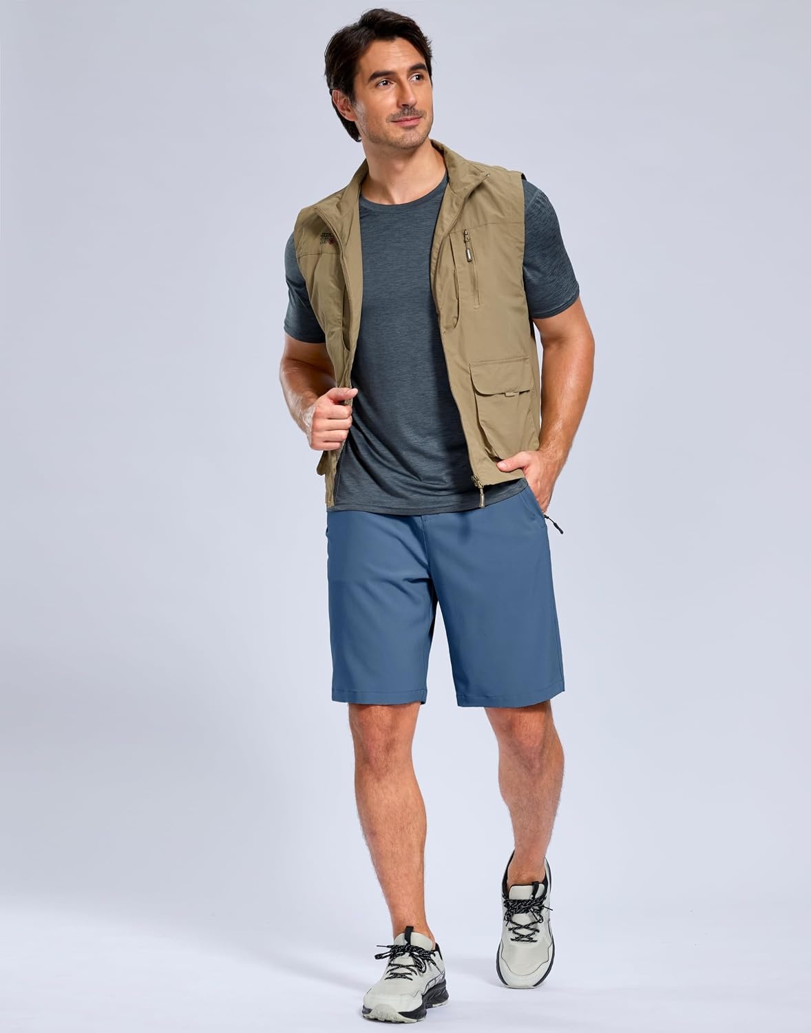 image:imageG Gradual Mens Hiking Shorts 9 Lightewight Casual Shorts for Men Quick Dry Stretch Golf Shorts with 3 Zipper Pockets SummerBlueXXL