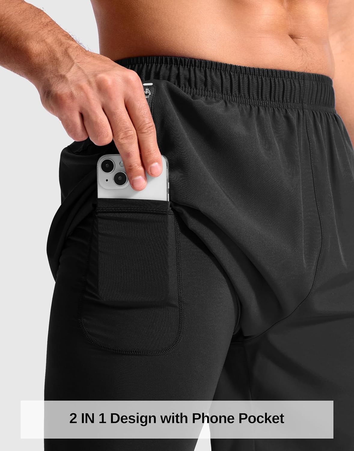 image:imageG Gradual Mens Running Gym Shorts with Compression Liner 5 7 9 Quick Dry Workout Athletic Shorts for Men Zipper PocketsBlack