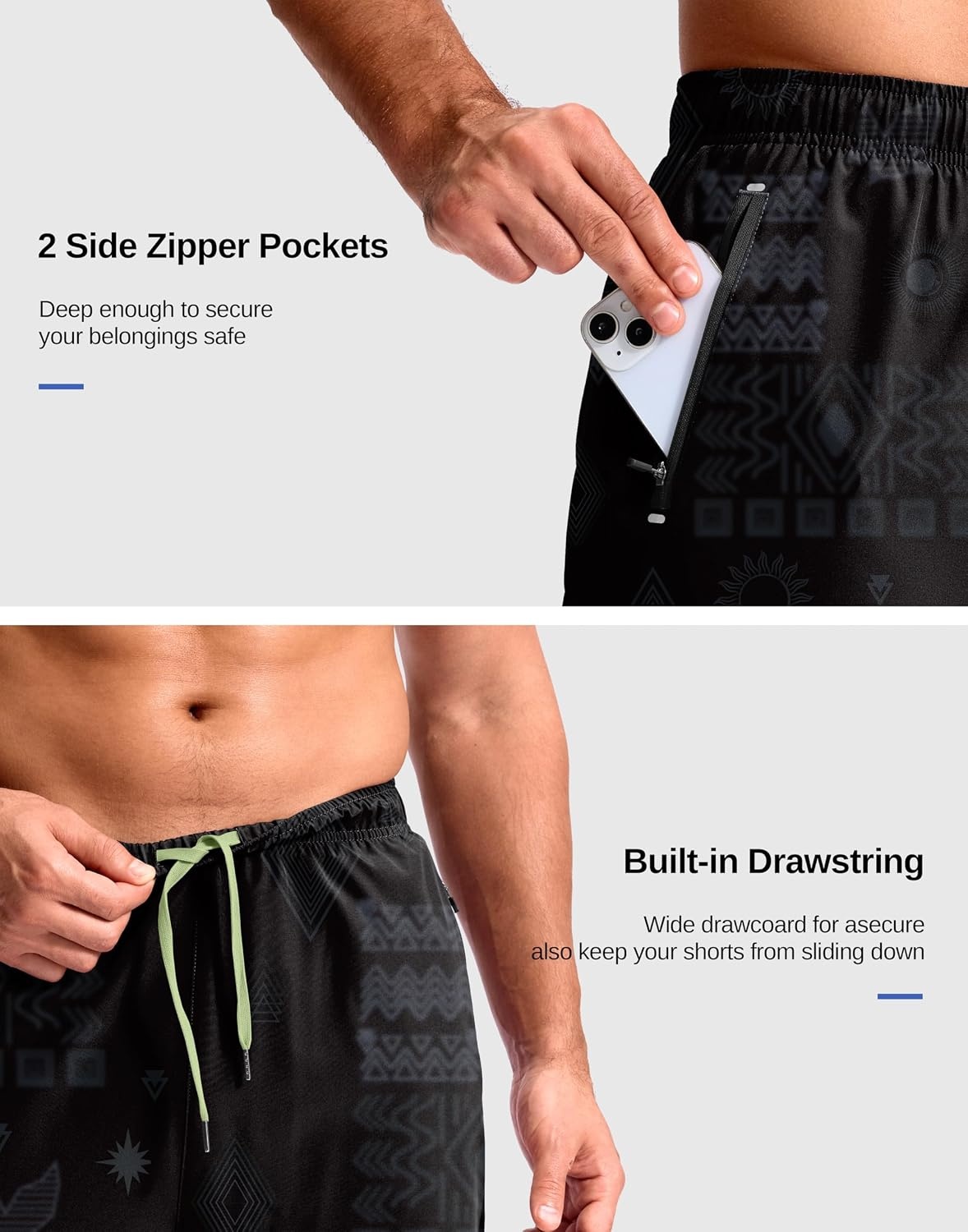 image:imageG Gradual Mens Running Gym Shorts with Compression Liner 5 7 9 Quick Dry Workout Athletic Shorts for Men Zipper PocketsBlack Totem