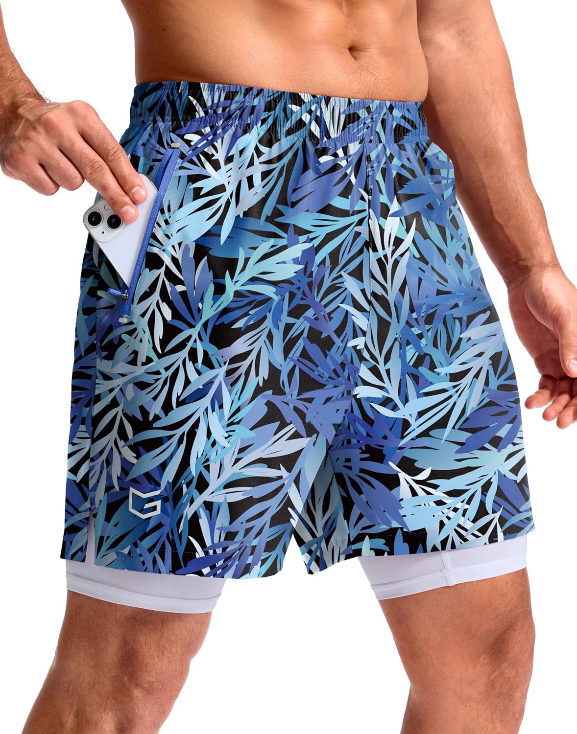 image:imageG Gradual Mens Running Gym Shorts with Compression Liner 5 7 9 Quick Dry Workout Athletic Shorts for Men Zipper PocketsBlue Dynamic
