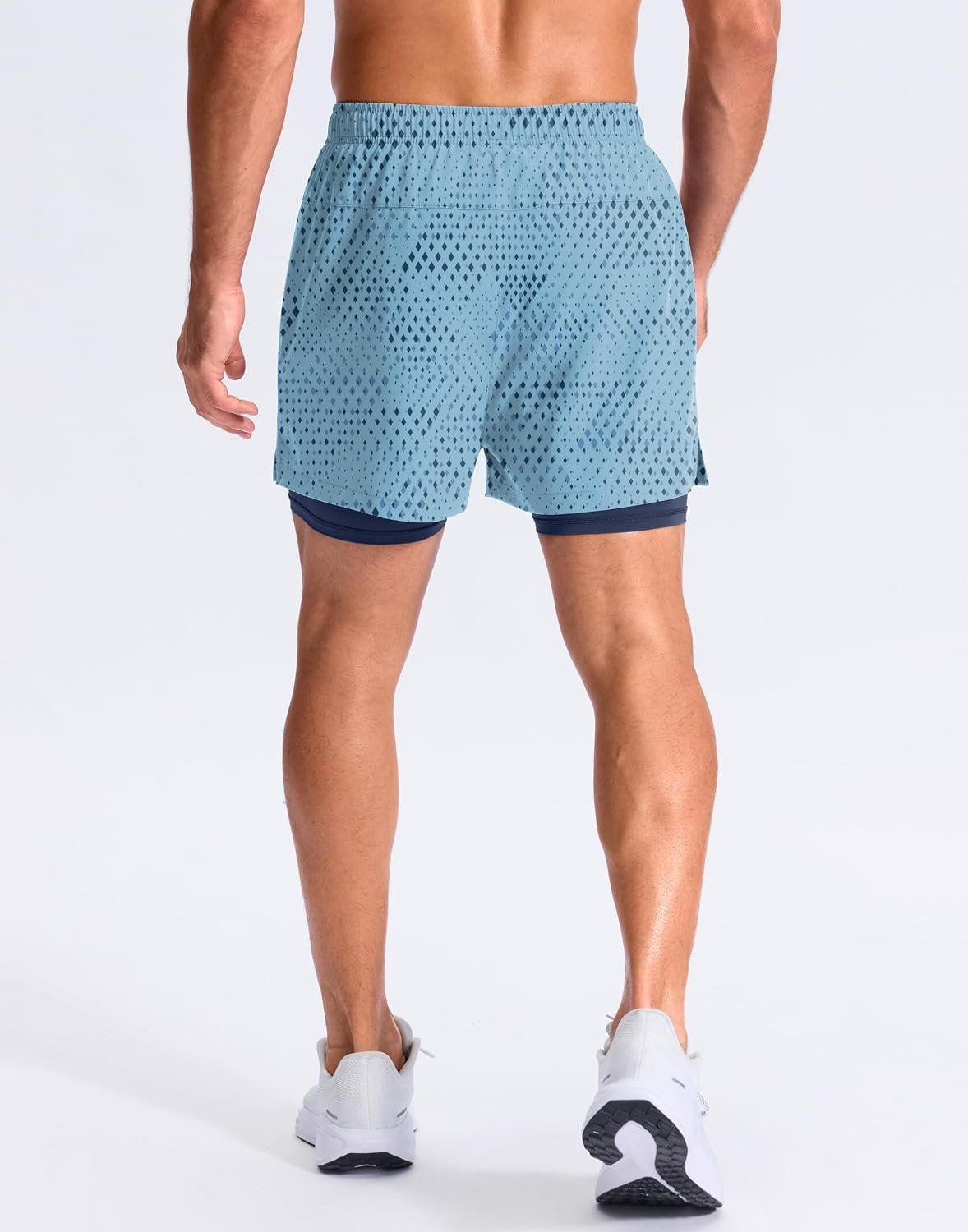 image:imageG Gradual Mens Running Gym Shorts with Compression Liner 5 7 9 Quick Dry Workout Athletic Shorts for Men Zipper PocketsBlue Geometry