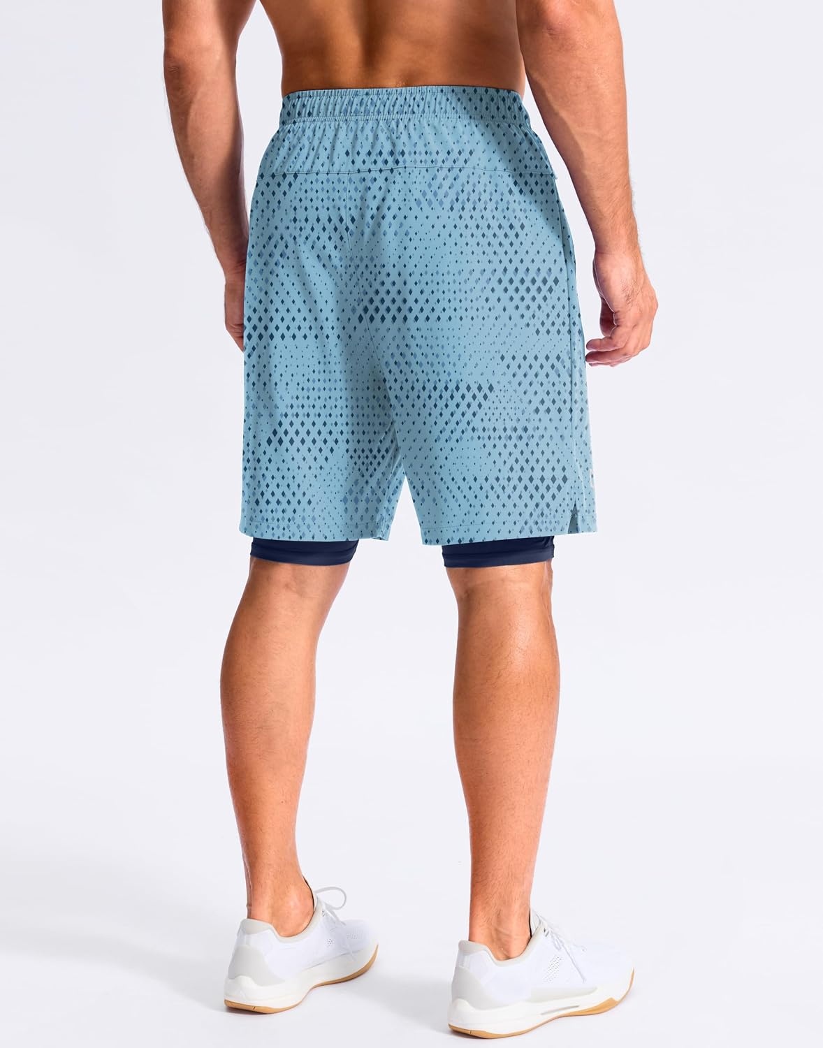 image:imageG Gradual Mens Running Gym Shorts with Compression Liner 5 7 9 Quick Dry Workout Athletic Shorts for Men Zipper PocketsBlue Geometry