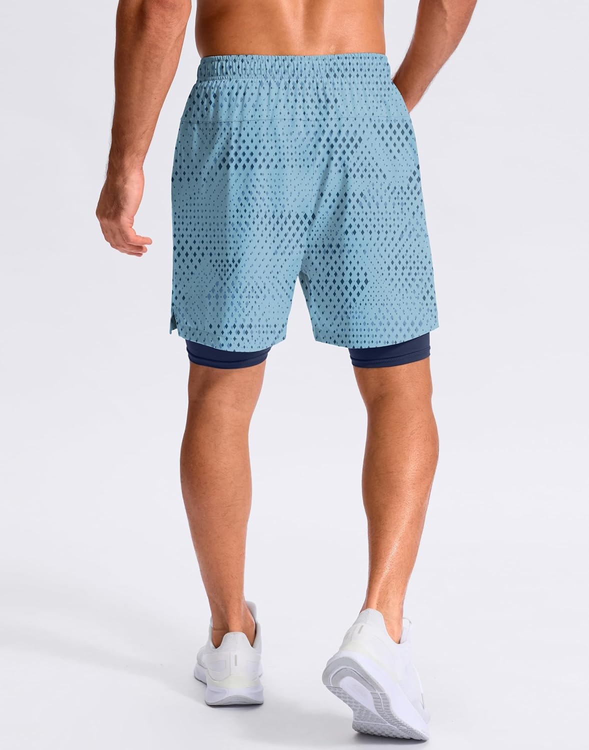 image:imageG Gradual Mens Running Gym Shorts with Compression Liner 5 7 9 Quick Dry Workout Athletic Shorts for Men Zipper PocketsBlue Geometry