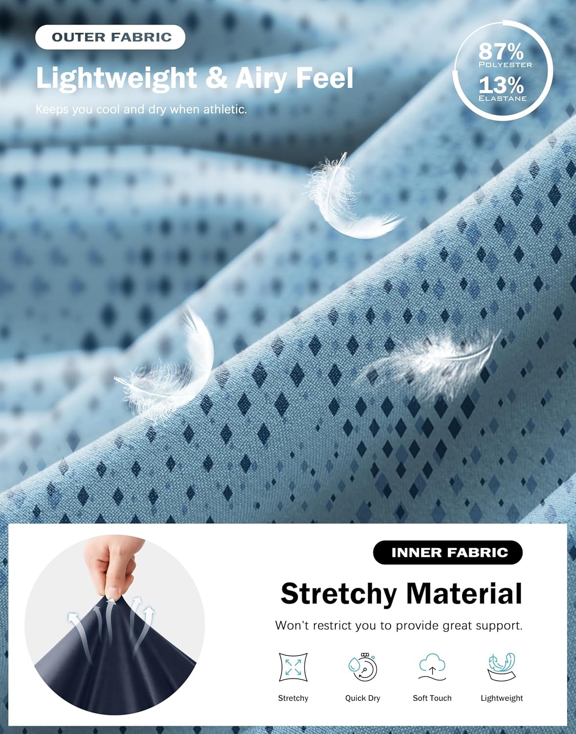 image:imageG Gradual Mens Running Gym Shorts with Compression Liner 5 7 9 Quick Dry Workout Athletic Shorts for Men Zipper PocketsBlue Geometry