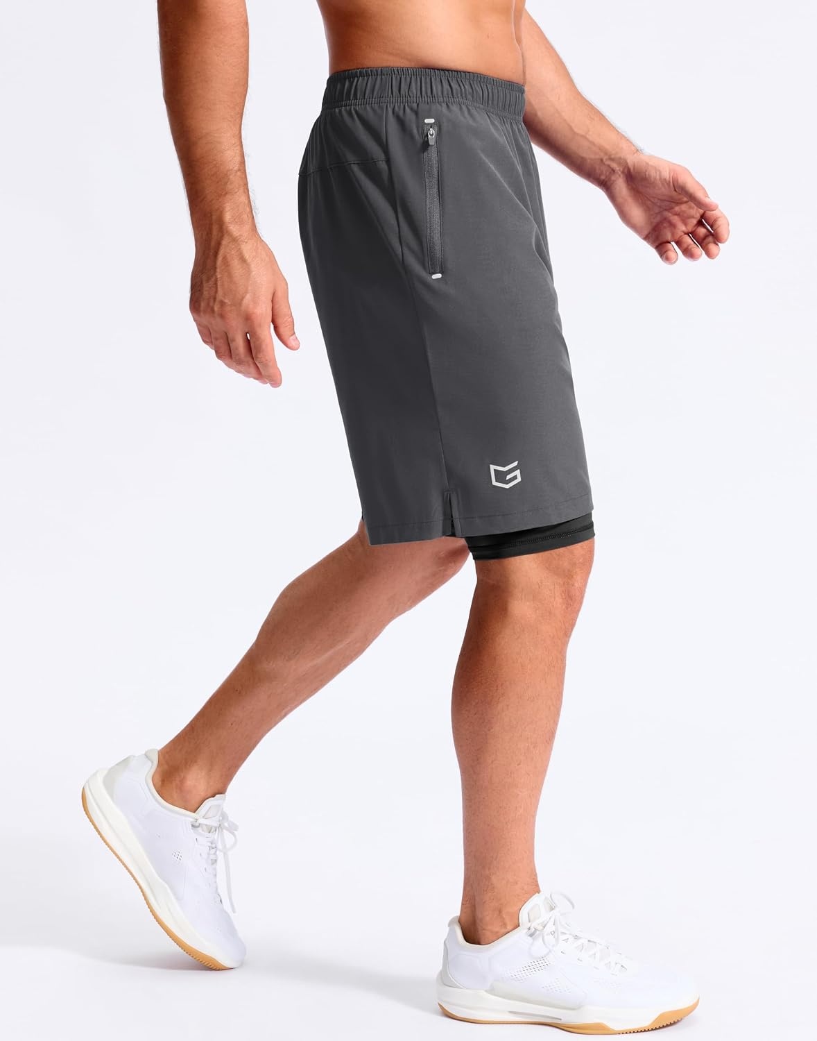 image:imageG Gradual Mens Running Gym Shorts with Compression Liner 5 7 9 Quick Dry Workout Athletic Shorts for Men Zipper PocketsDark Grey