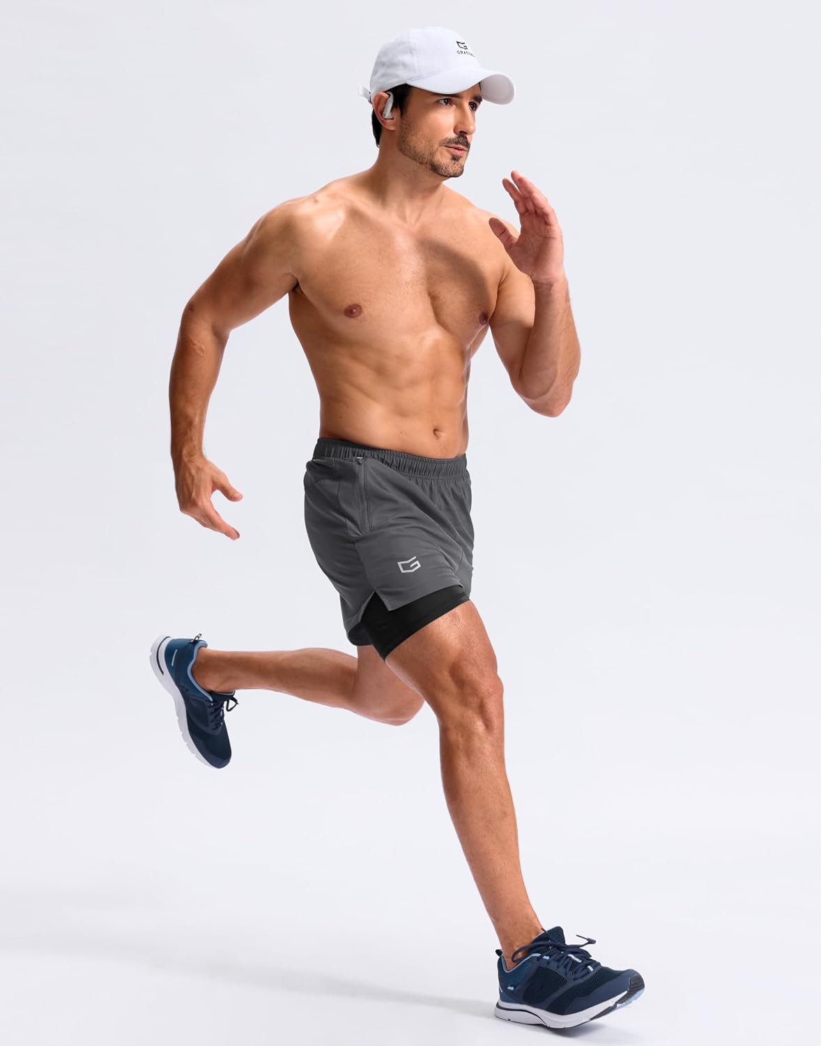 image:imageG Gradual Mens Running Gym Shorts with Compression Liner 5 7 9 Quick Dry Workout Athletic Shorts for Men Zipper PocketsDark Grey
