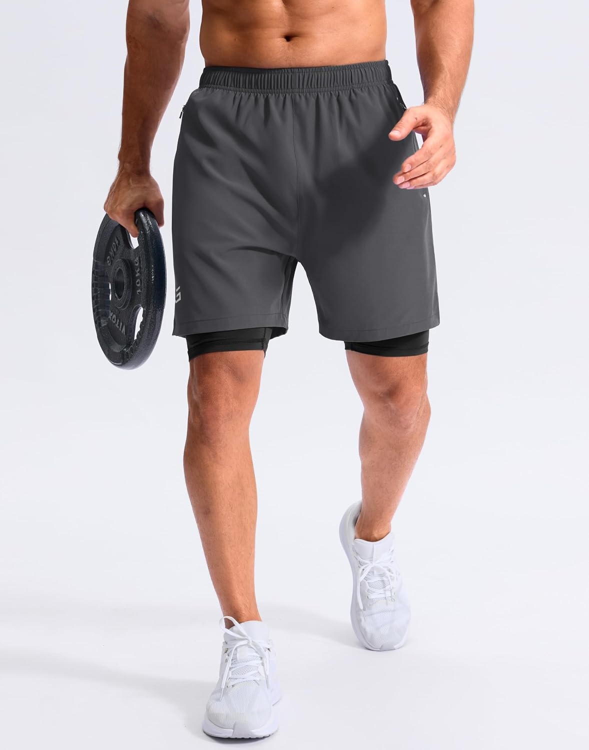 image:imageG Gradual Mens Running Gym Shorts with Compression Liner 5 7 9 Quick Dry Workout Athletic Shorts for Men Zipper PocketsDark Grey
